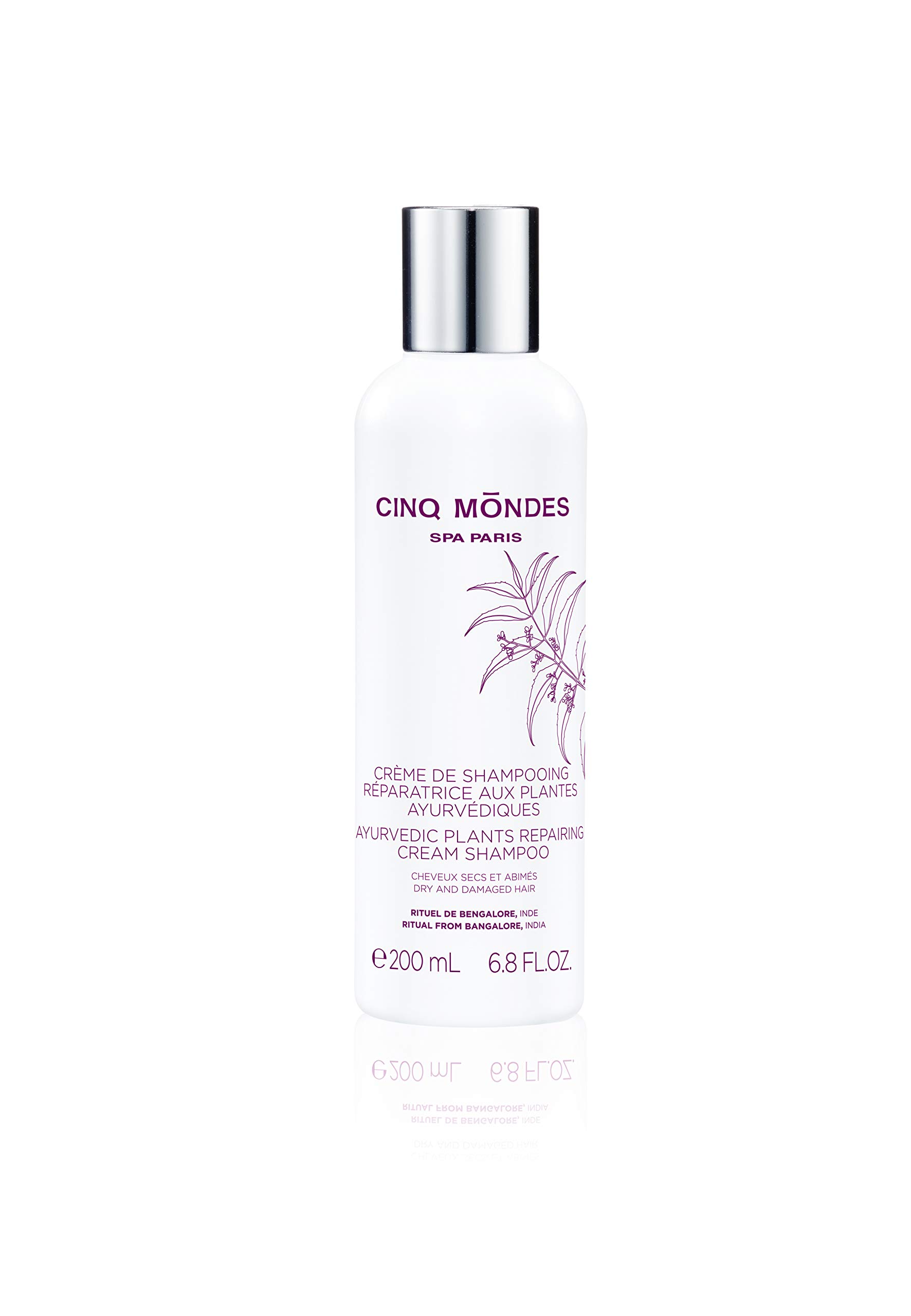 CINQ MONDESAyurvedic Plants Repairing Cream Shampoo 6.8oz- Natural Sulfate-Free Cream - Restore Dry And Damaged Hair With Amla And Amaranth Oils - For Color Treated Hair