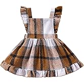 Baby Girls' Dresses Fly Sleeve Plaid Baby Dress Flannel Overall Skirt Dress Fall Winter Festival Outfits