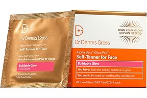 DR DENNIS GROSS Dr. Dennis Gross Glow Pad Self-Tanner for Face – Exfoliating & Anti-Aging Towelette with AHAs & BHAs, Buildable Natural Glow, Hydrating & Streak-Free Application, 20 Pack