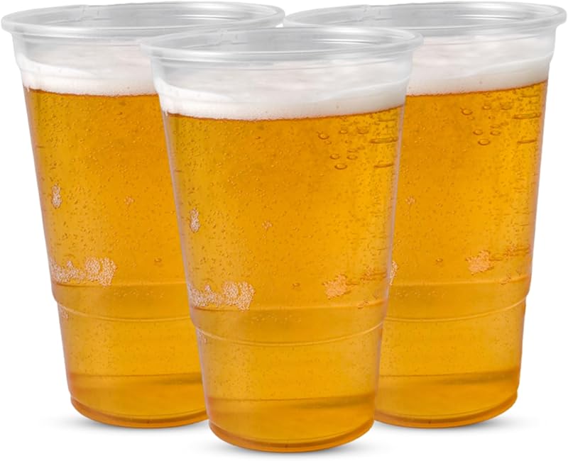 CHEF ROYALE 50 Disposable Clear Plastic Cups 660ml Full Pint CE Marked