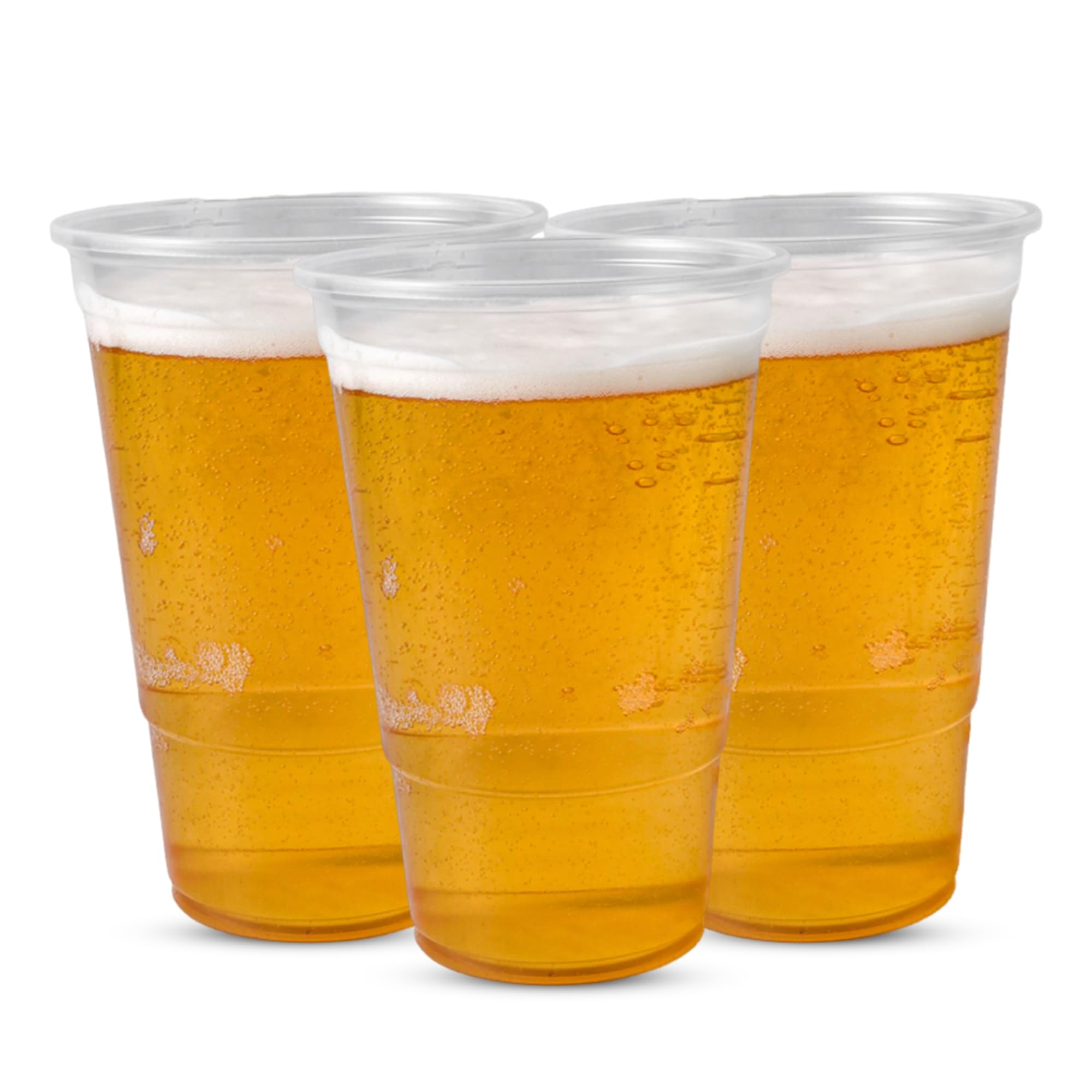 CHEF ROYALE 50 Disposable Clear Plastic Glasses - Recyclable - CE Marked - Full Pint (660ml) for Large Events and Parties (Pack of 50)