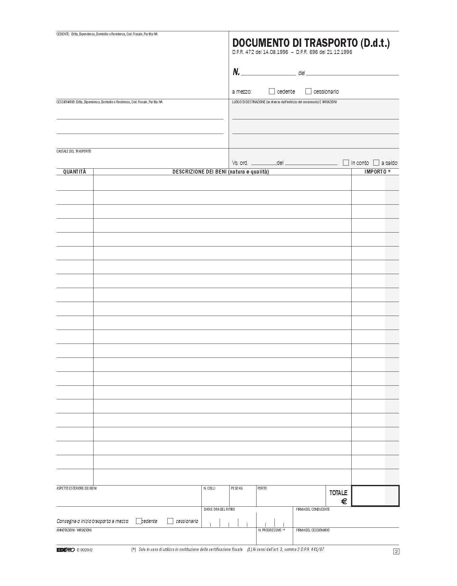 EDIPRO - E9029/2 - Transport Document 2 Copies Snap f.to 29,7x21 p