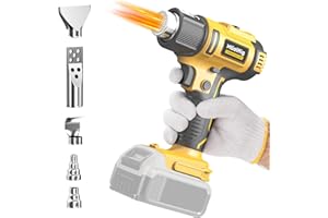 Cordless Heat Gun for Dewalt 20v Battery, Mtiolhig 122℉-1022℉ Adjustable Temperature Portable Battery Heat Shrink Gun with 5pcs Nozzles for Shrink Wrap, Wire Connectors, Electronics, Resin(No Battery)