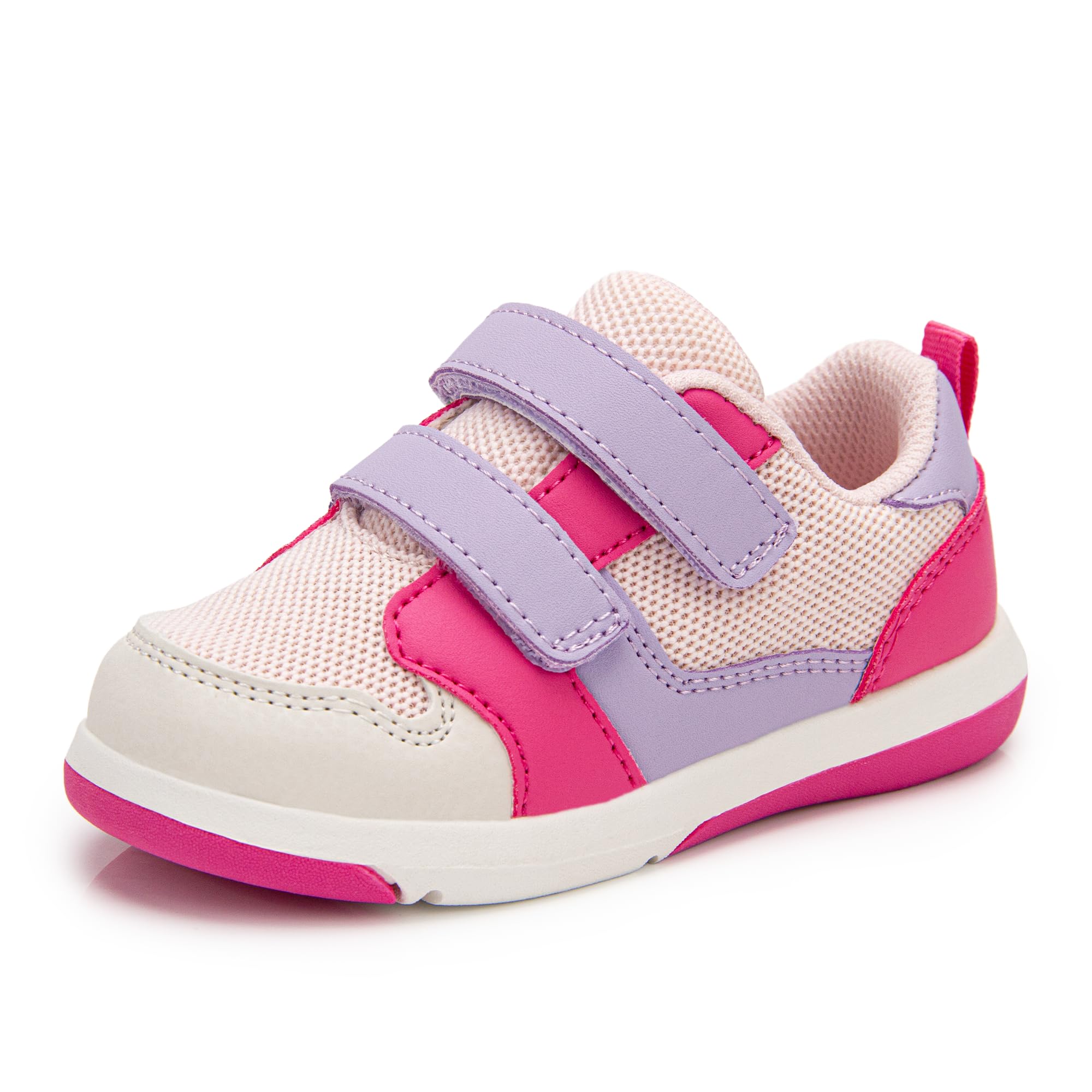 SKYWHEEL Wide Toddler Shoes Size 9 Easy On with Durable Hook and Loop Anti-Slip Casual Walking Pink Purple Sneaker for Little Kids Image
