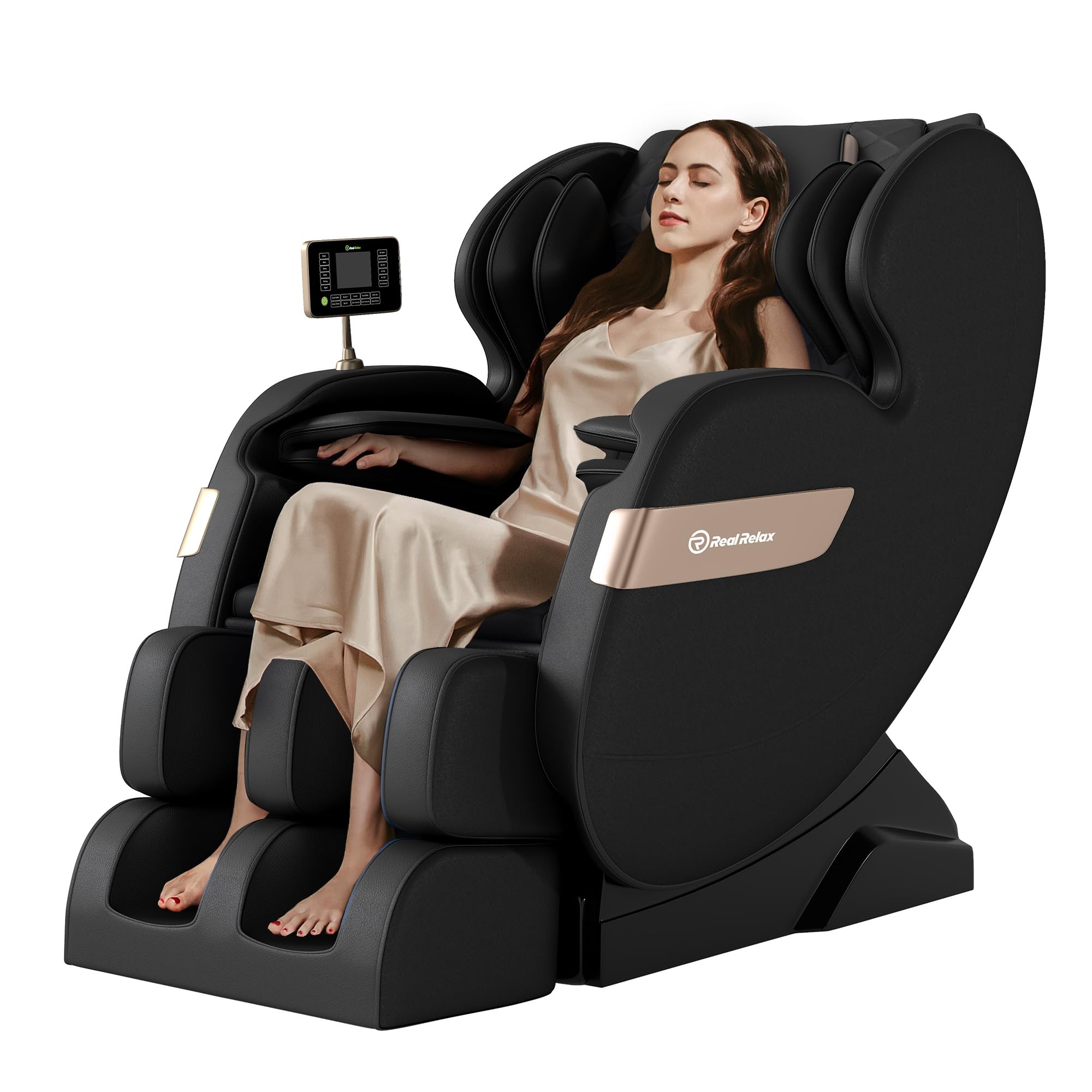 Photo 1 of *FINAL SALE/ NO RETURNS* Real Relax 2025 Dual Core S Track Massage Chair,Full Body Airbags Massage Recliner,Zero Gravity with APP and LCD Control,Lower Back and Calf Heating,Foot Roller,Bluetooth,Home or Office Use,Black