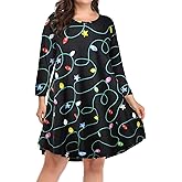 BELAROI Womens Fall Dresses 3/4 Sleeve Plus Size Casual Swing Loose Tunic Dress with Pockets
