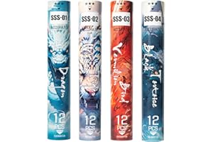 ALPSPORT SSS 4 Mythical Beasts Birdies 12 Pack White Goose Feather Badminton Shuttlecocks with Great Stability and Durability, High Speed Training Badminton Balls for Indoor Outdoor Sport
