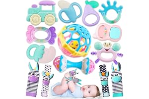 JKHEPL Baby Toys 0-6 Months - Baby Rattles Teething Toys 3-6 Month Infant Toys 6-12 Months Teether Toy 3 4 5 6 Month Old Newborn Essentials Must Haves Wrist Socks Toddler Stocking Stuffers Christmas Gifts