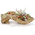 Pumtus Artificial Driftwood Planter, 16''L x 5''W x 5''H Sculpture Resin Succulent Flower Pot, Creative Imitation Wood Stump Log Bonsai Plant Pot, Cactus Container with Drainage Hole for Garden