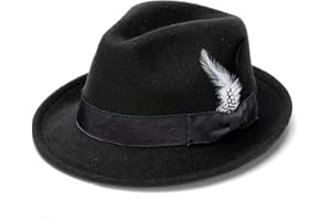 Ultrafun Fedora Hats for Men Women Classic Short Brim Felt Manhatta Fedora Hat with Feathers Band