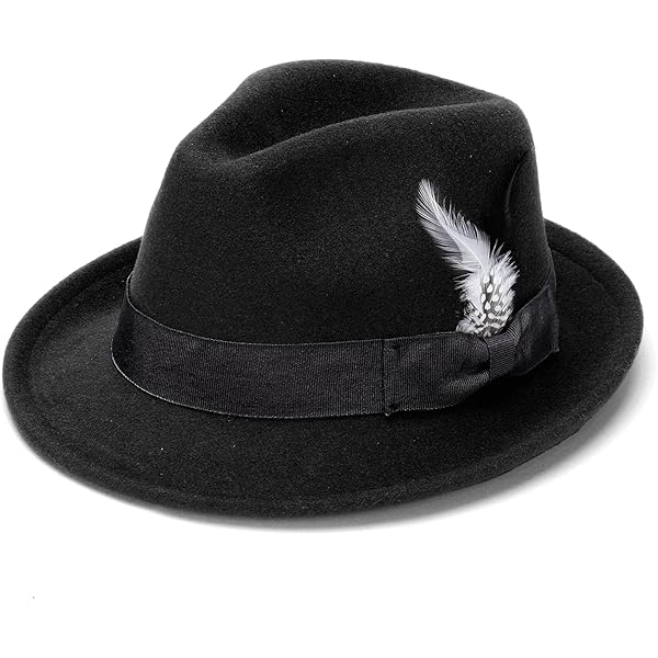 Sterkowski Rabbit Fur Felt Classic Vintage Fedora Hat 56 cm Black