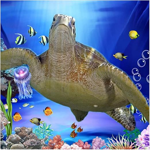 Mural de pared personalizado 3D Mundo submarino Tortuga marina no
