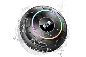 Hupoaf Bluetooth Speaker, 2025 New Shower Speaker with 6D Sound, Bluetooth 5.3 Portable Speaker with Light/Suction Cup/Hook, IPX7 Waterproof Mini Wireless Speaker for Bathroom/Outdoor/Party/Beach/Gift