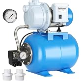 FOTING 1.5HP Shallow Well Pump with Pressure Tank, 1340GPH Automatic Irrigation Water Booster Jet Pump, Water Pumps Booster System 164FT 115V for Home Garden Lawn Farm, Blue