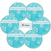OLESILK Small Hot Cold 6 Packs, Reusable Round Gel Beads Ice Pack with Cloth Backing, Hot and Cold Therapy for Breastfeed Injury, Kids Pain Relief, Headache, Tired Eyes, Wisdom Teeth, Sinus Relief