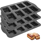 GBACHOOSE Mini Loaf Pan 8 Cavity, 3 Pack Mini Loaf Baking Pans Non-Stick, Carbon Steel Mini Loaf Pans for Baking Bread, Mini Bread Loaf Baking Pan Brownie Pan for Baking Oven
