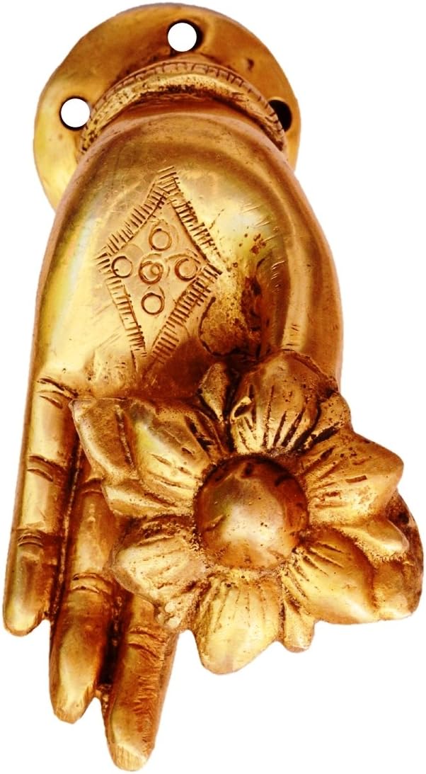 Purpledip Brass Door/Window/Cupboard Handle: Buddha's Blessing (11130), Gold, large - Image 4
