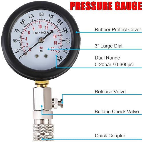 ATV Motorcycle Car Tester 9-Piece Compression Tester Kit For Petrol ...