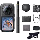 Insta360 X6 Essentials Bundle-8K Waterproof 360 Action Camera, 1/1.1" Sensor, 2.32'' Screen, 64GB Built-in|Bundle Includes Invisible Selfie Stick, Extra Xtreme Battery, Fast Charge Case,Lens Cap