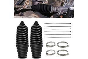 Hbxdeco 2PCS Car Rack and Pinion Boot, Silicone Steering Rack and Pinion Tie Rod Boots, Dustproof Pinion Bellow Boots with 6 Cable Ties & 4 Clamps, Universal Inner Tie Rod Boot (Black)