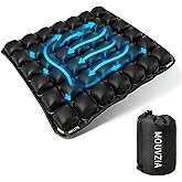 Inflatable Seat Cushion for Airplane: Coccyx Pressure Relief Sitting Cushion with 42 Interconnected Air Cells - Ergonomic Comfort Buttock Supports 380 lb for Travel/Wheel Chair/Car/Office/Stadium