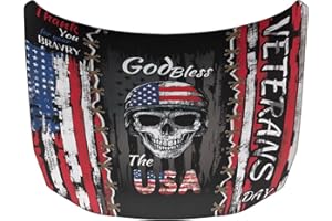 Qiyupavto Car Hood Cover Protector Waterproof Auto Hood Wrap Blankets Patriotic Decorations Auto Exterior Accessories for Sedans SUVs Pickup Trucks (American Flag Skeleton Soldier Design)