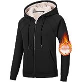 MoFiz Women's Fleece Zip Up Hoodie Warm and Cozy Sherpa Lined Sweatshirt Winter Hoodie Jackets for Women with Pockets