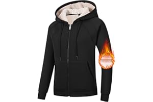 MoFiz Women's Fleece Zip Up Hoodie Warm and Cozy Sherpa Lined Sweatshirt Winter Hoodie Jackets for Women with Pockets