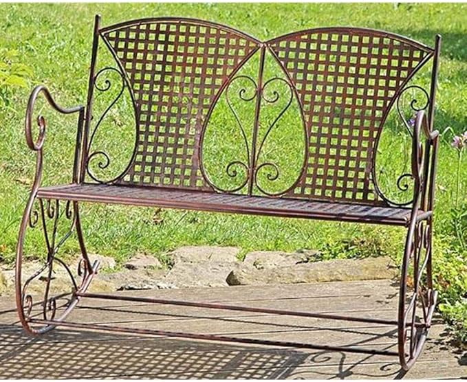  Seater Brown Rocking Chair Iron Metal 2 Seater Bench for Swinging
