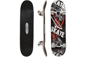 ChromeWheels 31 inch Skateboard Double Kick Skate Board Cruiser Longboard 8 Layer Maple Deck Skateboards for Kids and Beginners