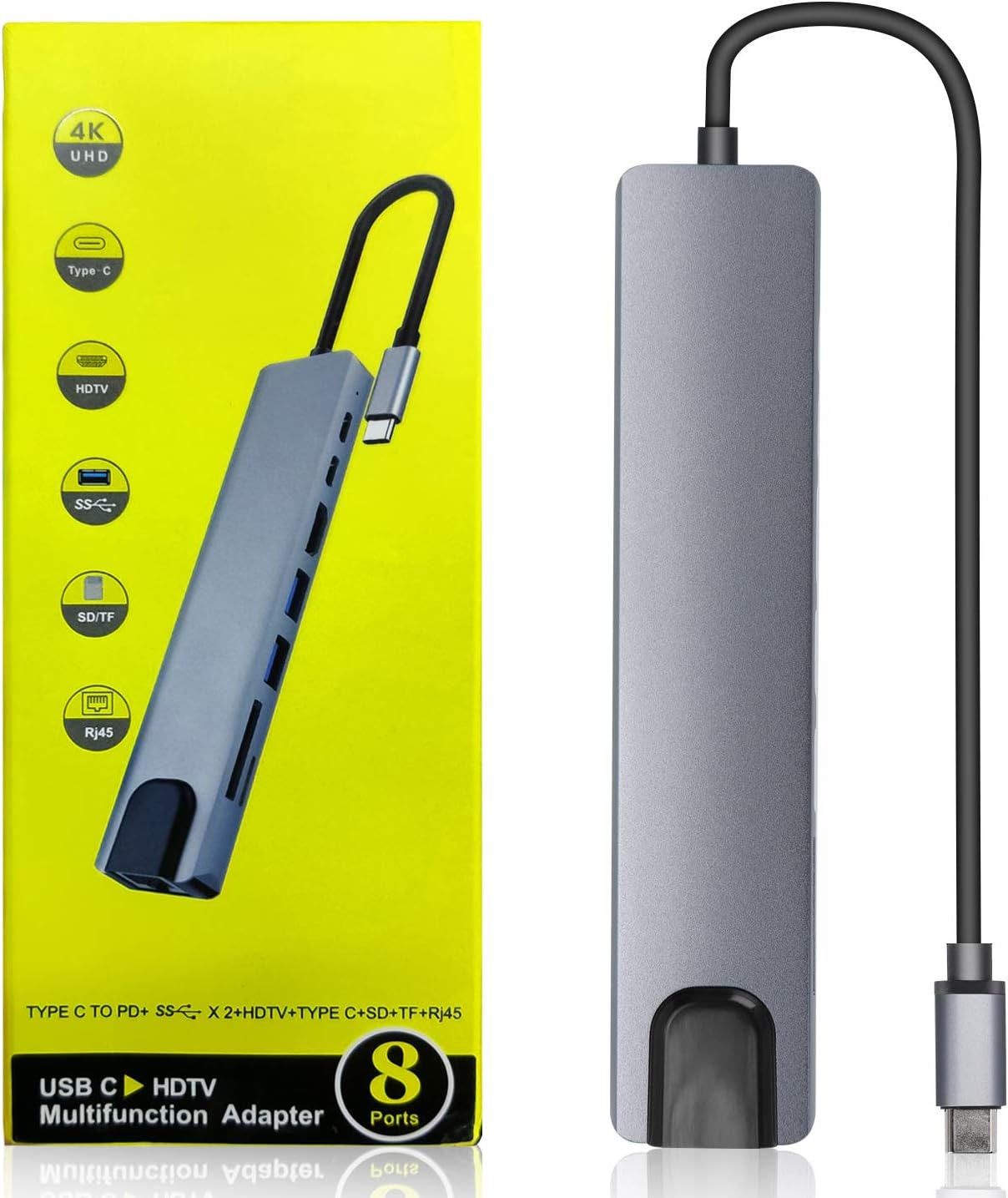 USB C Hub for MacBook Pro/Air, 8-in-1 Type C Hub with Ethernet Port, one 4K HDMI, 2 USB 3.0 Ports, 100W Power Delivery Charging, and SD Card Reader with Zoopod: Computers & Accessories