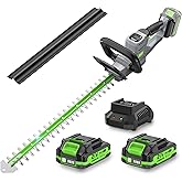 Hedge Trimmer Cordless 22" - 2 x 21V Batteries &amp; Fast Charger, Easy to Use | 3200RPM Powerful Motor, Electric, 2.0Ah Lightweight Battery Powered Bush Trimmers for Garden, Yard Care, GT860 Green