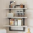 Bestier Floating Shelves for Wall, 24 inch Kitchen Shelves Wall Mounted, 3 Tier Coffee Bar Shelf with Foldable Brackets, Industrial Display Shelf for Bathroom, Living Room, Retro Grey