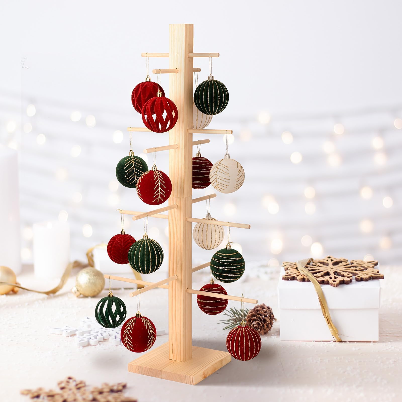 Photo 1 of 31 Inch Christmas Ornament Display Tree Centerpieces for Tables Ornament Tree Stand Holder Tabletop Artificial Tree for Wedding Anniversary Birthday Farmhouse Party Home Decor