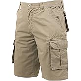 Men's Cargo Shorts Outdoor Hiking Travel Casual with Multi-Pocket 100% Cotton Twill Relaxed Fit