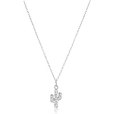 Amazon Collection Crystal Motif Necklace Pendant in Sterling Silver, 16" + 2" Extender