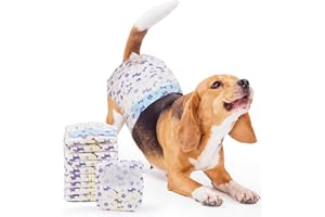 MICOOYO Disposable Dog Diapers Female, Doggie Diapers for Dogs Female, Super Absorbent Pet Diaper with Foam Tail Hole for Hea