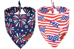 PTDECOR American Flag Dog Bandana 4th of July Dog Bandanas Reversible Red Blue Patriotic Bandanas for Large and Extra Large Dogs Pets (Blue & Red, X-Large)