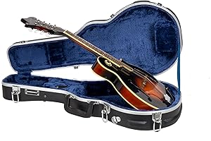 Crossrock ABS Molded Case for F-Style Mandolin | Black Textured Finish, Locking Latch, Plush Interior, Backpack Straps – Durable Hardshell Protection (CRA862MFBK)