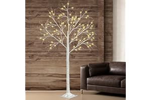 Fanshunlite Lighted Warm White Birch Tree 6FT 96 LED for Easter Mother's Day Party Decorations Home Wedding Festival, Indoor Outdoor Use