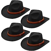Breathffy Cowboy Hat Felt Wide Brim Cowgirl Hats with Belt Classic Outdoor Western Style for Women Men Adults