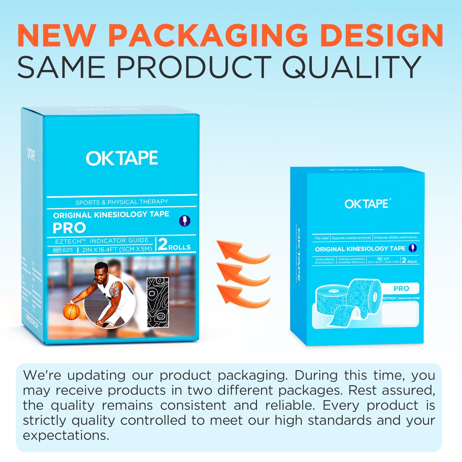 OK TAPE PRO Kinesiology Tape, 2inch x Long Roll 16ft Free Cut Tape, Elastic Athletic Tape Therapeutic Latex Free, 2 Rolls Pink+White