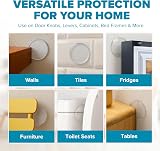 STRONGEST HOME Door Stopper Wall Bumpers Set 5 White 3.14" 0.8" Adhesive view 7