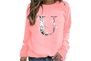 oelaio Sweatshirt for Women Letter Print Athletic Lightweight Sweatshirts Fleece Crew Neck Long Sleeve No Hood Women