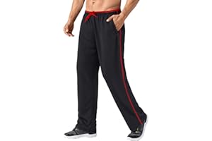 MAGNIVIT Men's Lightweight Sweatpants Loose Fit Open Bottom Mesh Athletic Pants with Zipper Pockets
