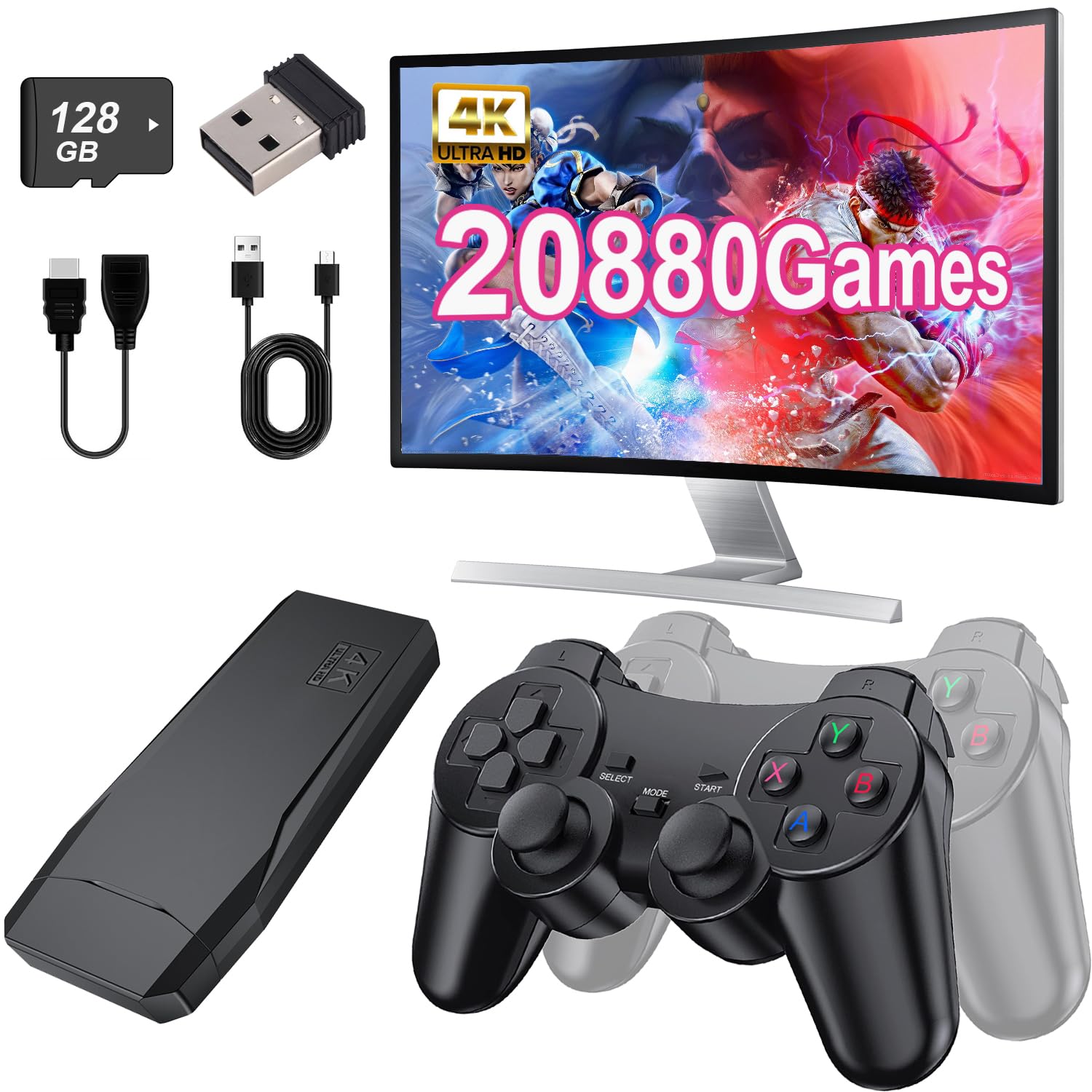 Photo 1 of 4K Wireless Retro Game Stick Console 20000+ Classic Video TV Games, Retro Stick Built in 9 Emulators Plug and Play Video Games for TV