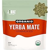 J Mac Botanicals Organic Yerba Mate Loose Leaf Tea, Unsmoked Natural Energy Herbal Tea, High Caffeine Coffee Alternative, Pure Leaf from Brazil, 1 lb