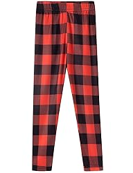 Noomelfish Girls Plaid Printed Leggings Soft Full