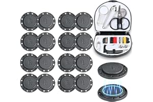 8 Pairs of Magnet Button, Sew-On Fastener Snaps, 26MM Round Sew in Magnets Large Black Snaps with Complete Sewing Kit for DIY
