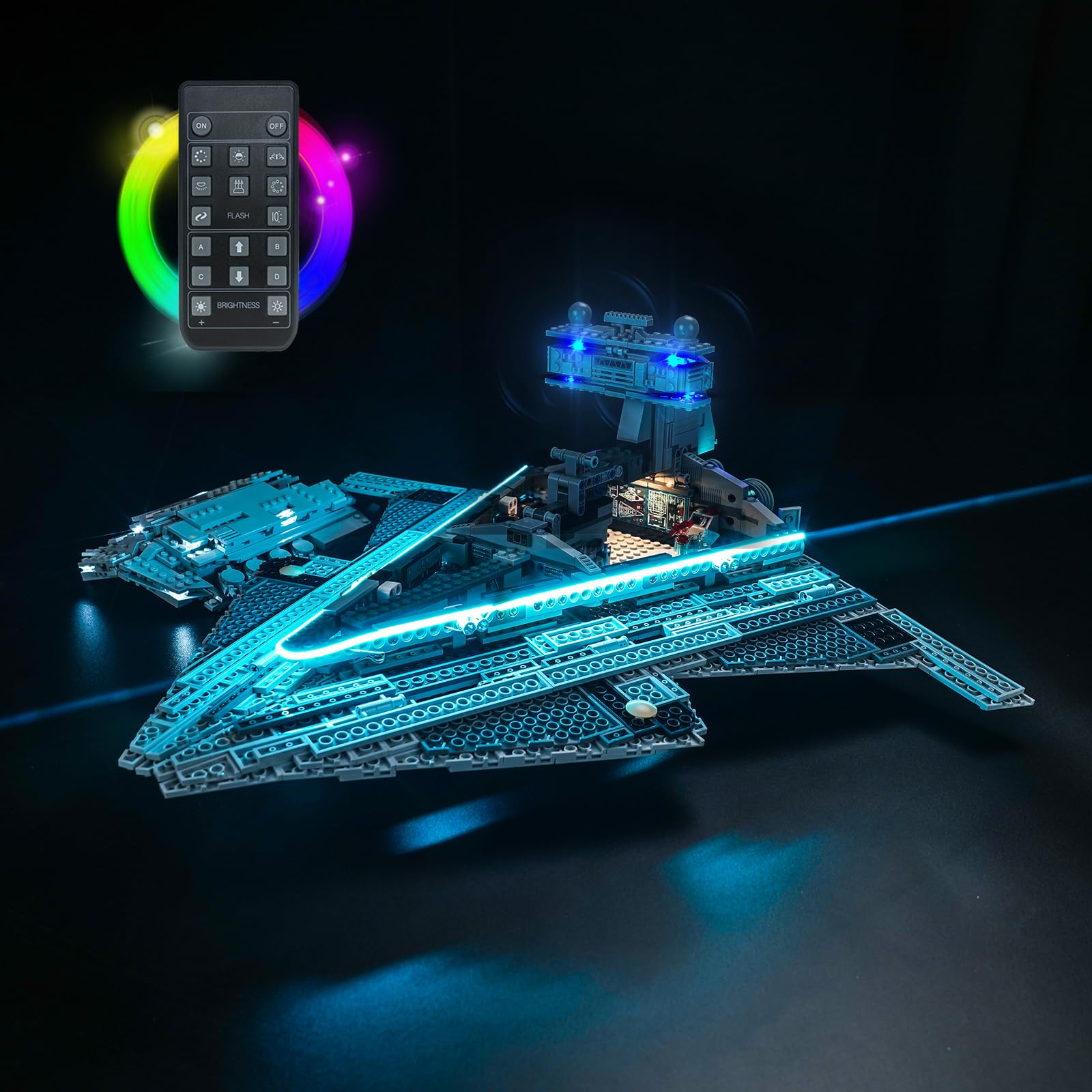 LocoLee Led Light Set Compatible with Lego Imperial Star Destroyer Led Decoration Lighting Kit Compatible with Lego 75394 Building Blocks Model,Only Lights Set,No Model (RC Version)